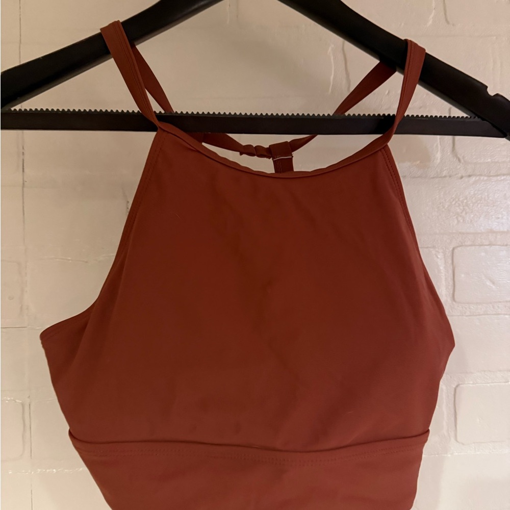 Rust Red High Neck Crop Tank
